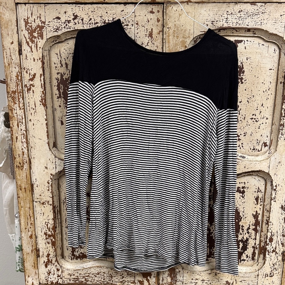 First Looks Black and White Striped Blouse